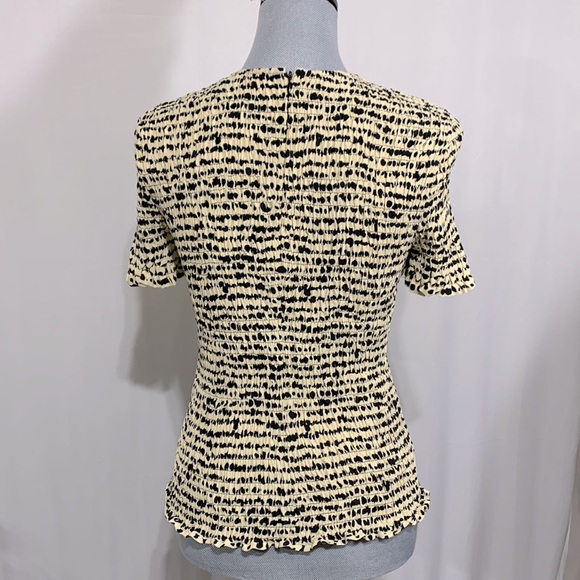 PROENZA Schouler White Label polkadot smocked top short sleeve crewneck zip back - Picture 3 of 11